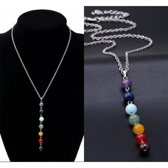 ❤️gorgeous🌈 multicolor beads silver necklace - Picture 2 of 8
